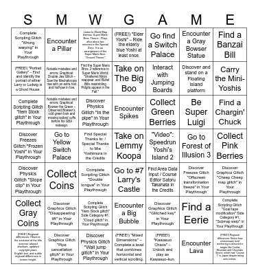 550 Super Mario World Bingo - For Beginners Bingo Card