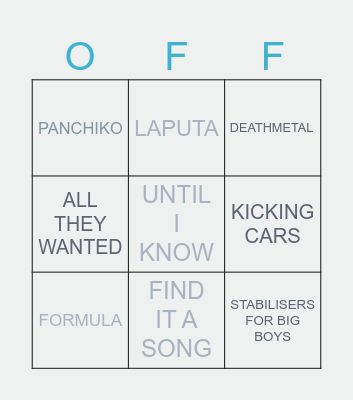 PANCHIKO SONGS BINGO !! Bingo Card