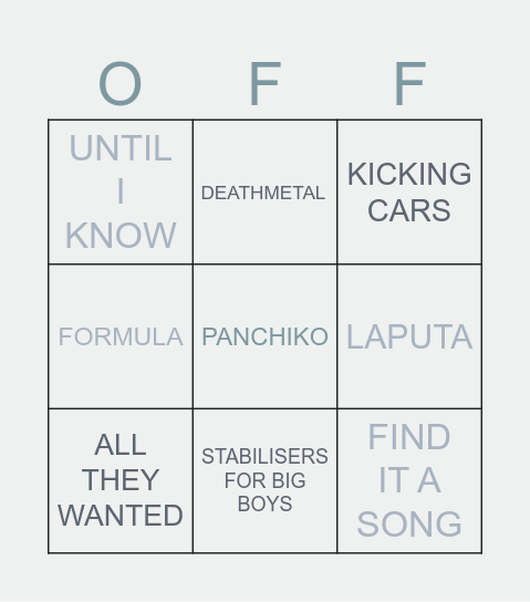 PANCHIKO SONGS BINGO !! Bingo Card