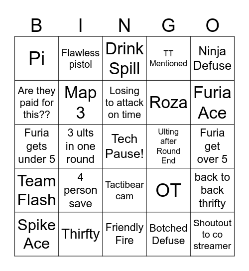 2g FURIA Bingo Card