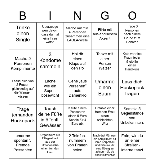 JGA Bingo Card