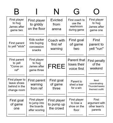 Provincials 2025 Bingo Card