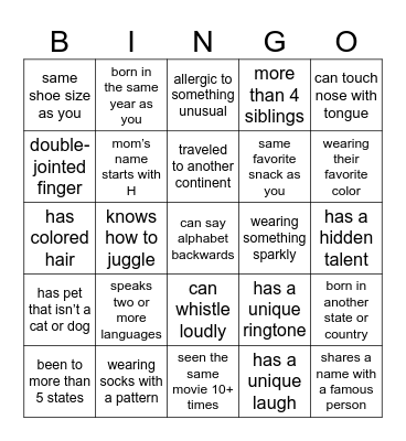 Know Thy Neighbor Bingo! Bingo Card