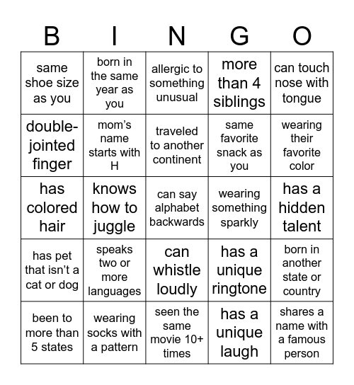 Know Thy Neighbor Bingo! Bingo Card