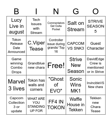 EVO BINGO Card
