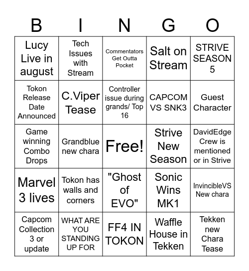 EVO BINGO Card