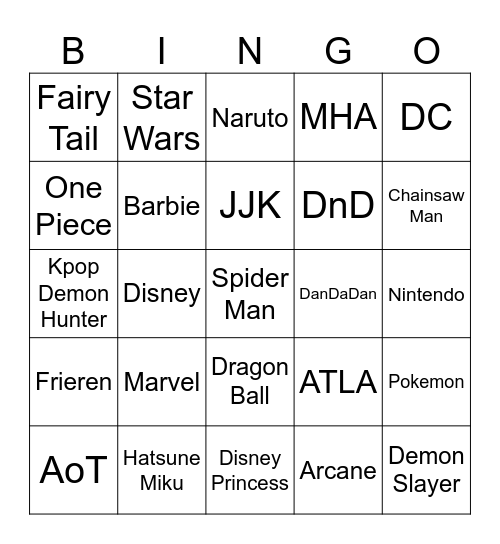Fan expo 2025 Bingo Card