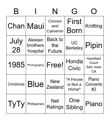 Happy 40th Birthday Tyrone Bingo Card