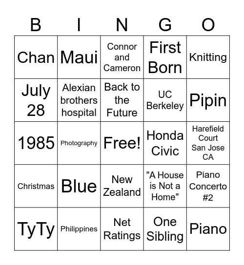Happy 40th Birthday Tyrone Bingo Card