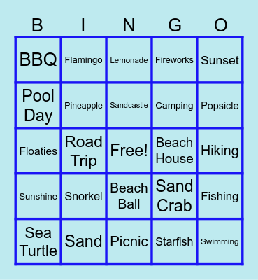 Summer Images Bingo Card