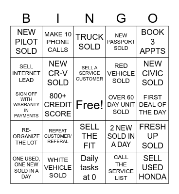 Bonus bingo Card