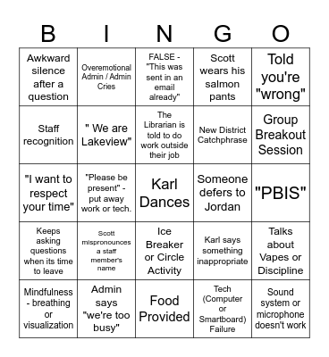 Lakeview PD Bingo 2025 Bingo Card