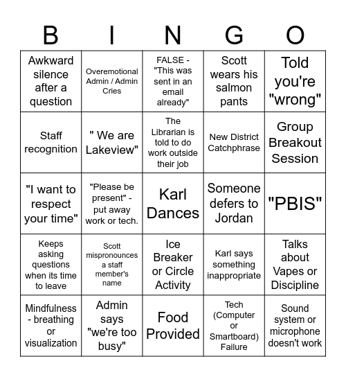 Lakeview PD Bingo 2025 Bingo Card