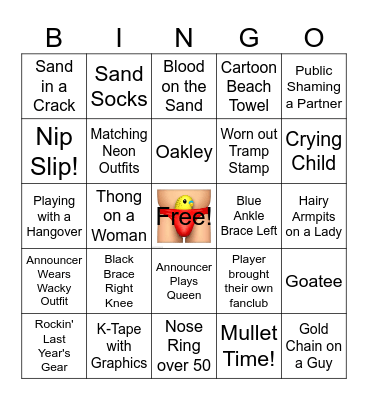 Beach Volleyball Bingo Card