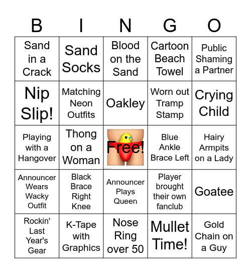 Beach Volleyball Bingo Card