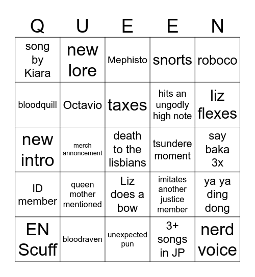 Elizabeth Rose Bloodflame 3D Debut! Bingo Card