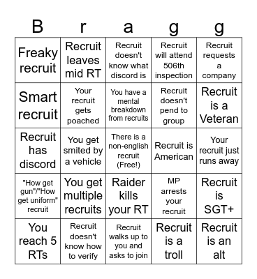 506th fort bragg rt bingo Card