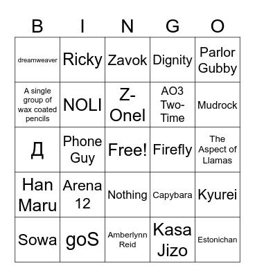 CBL Hunger Games 18 Bingo Card