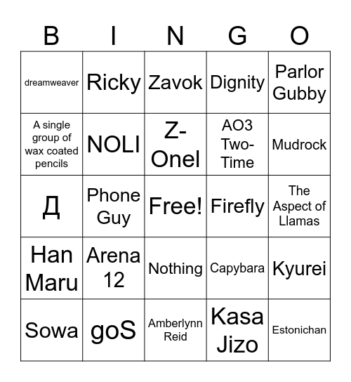 CBL Hunger Games 18 Bingo Card