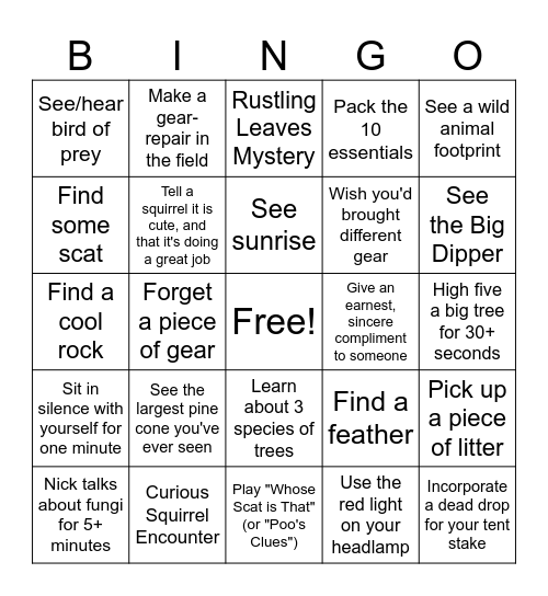 Sleeping in Soil - Fall 2 Bingo Card