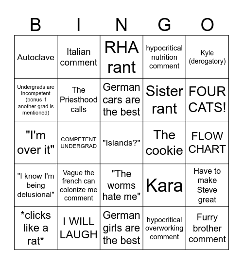 OH WOW, he said it AGAIN! Bingo Card