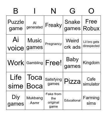 Mobile Ad Bingo Card