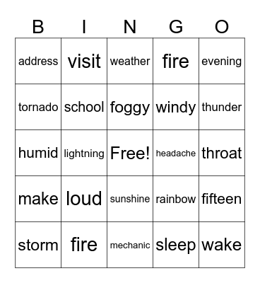 Review Bingo Card
