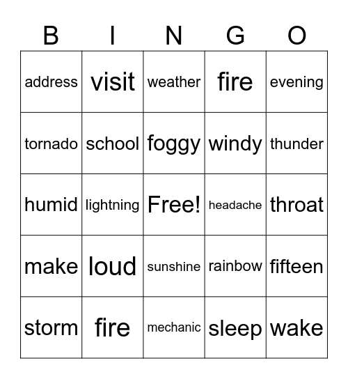 Review Bingo Card