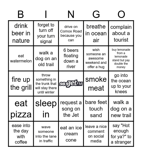 JetNATION Long Weekend Bingo Card Bingo Card