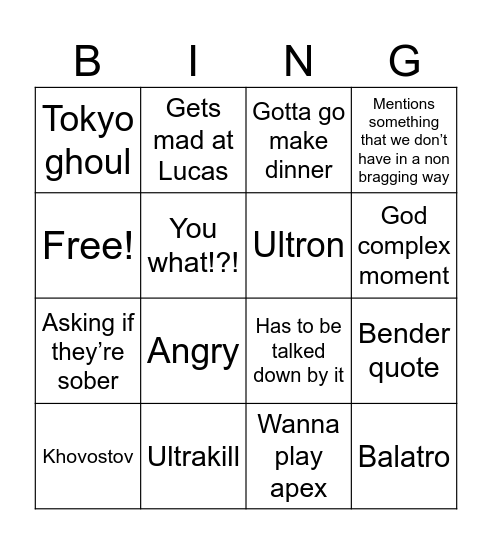 Ashe bingo Card