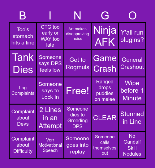 Garash Bingo Card
