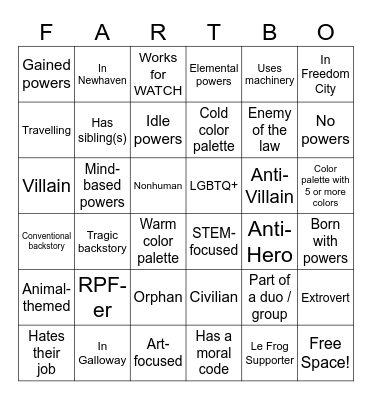 PD OC Bingo Card