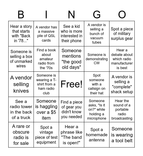 HamFest Bingo Card