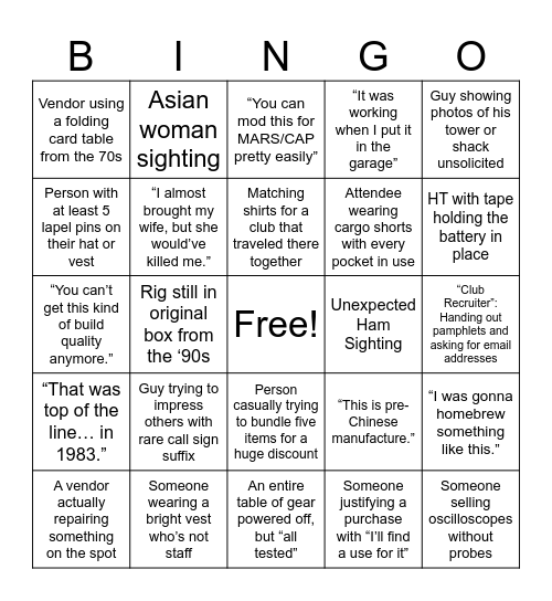 HamFest Bingo #3 Bingo Card