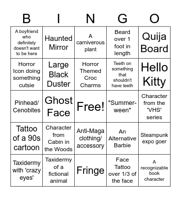Oddities and Curiosities Expo! Bingo Card