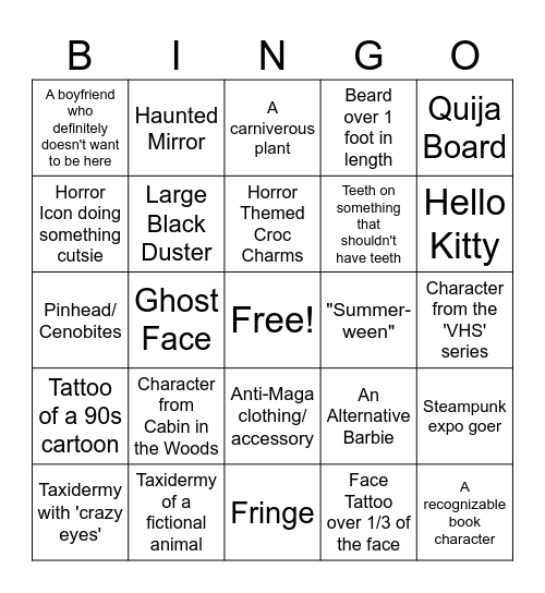 Oddities and Curiosities Expo! Bingo Card