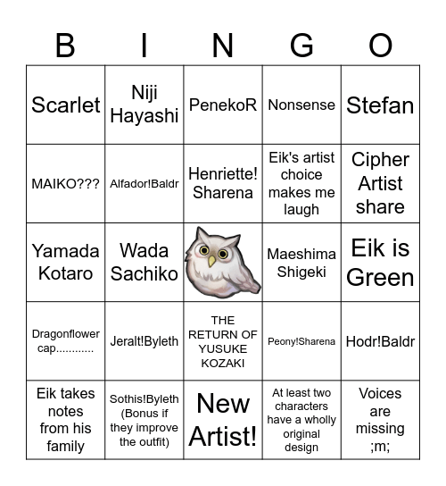 CYL9 Bingo Card