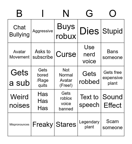 Kenji Bingo Card