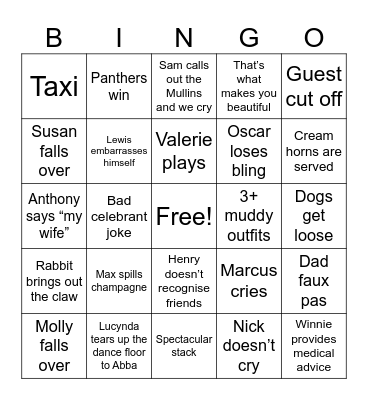 Sam & Anthony’s Wedding Bingo Card