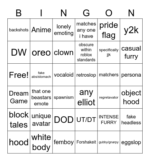 SEWH Bingo Card