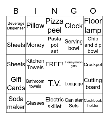 Dave and Jeanna's shower Bingo Card