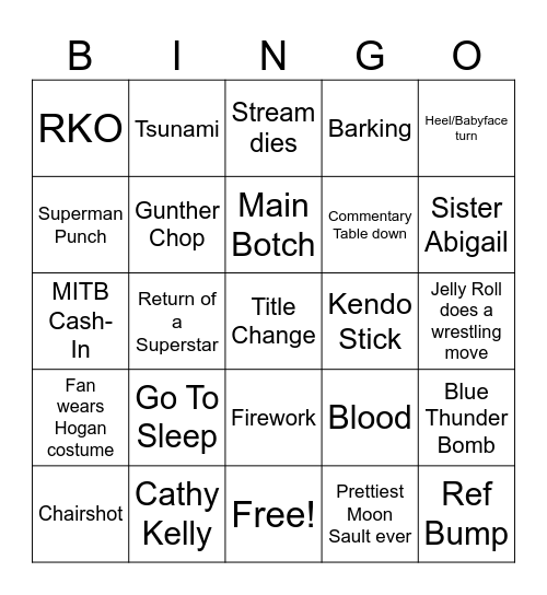 Summer Slam 2025 Night 1 Bingo Card
