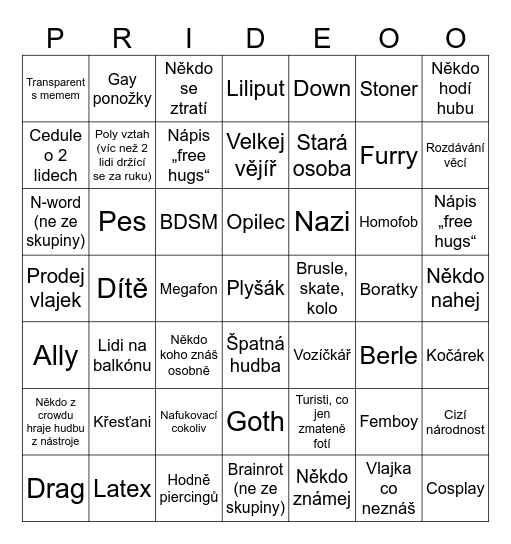 Pride bingo Card