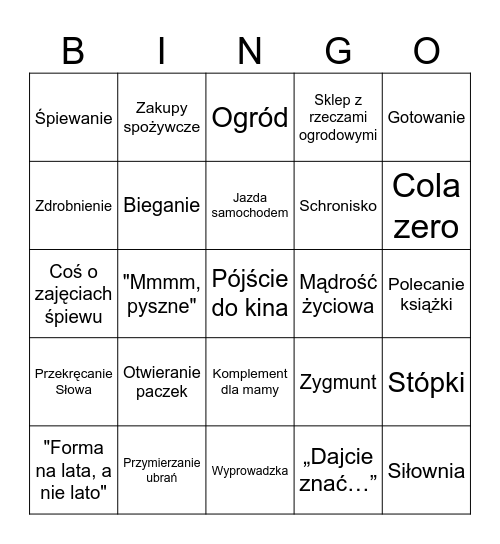 Makówkowe BINGO Card