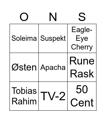 Onsdag Bingo Card