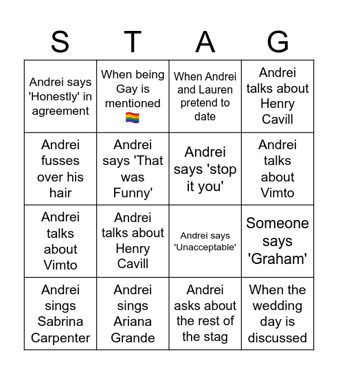 ANDREIS STAG DO Bingo Card