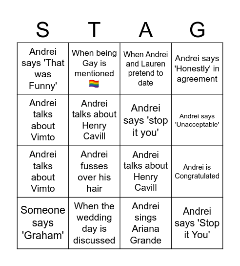 ANDREIS STAG DO Bingo Card