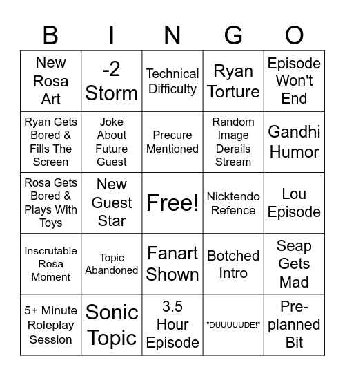 Ready2StartCast Season 5 Bingo Card
