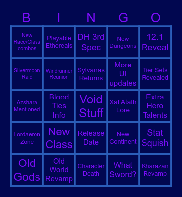 Midnight Release!! Bingo Card