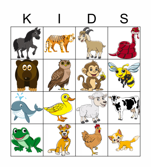 Can you guess the animal? Bingo Card